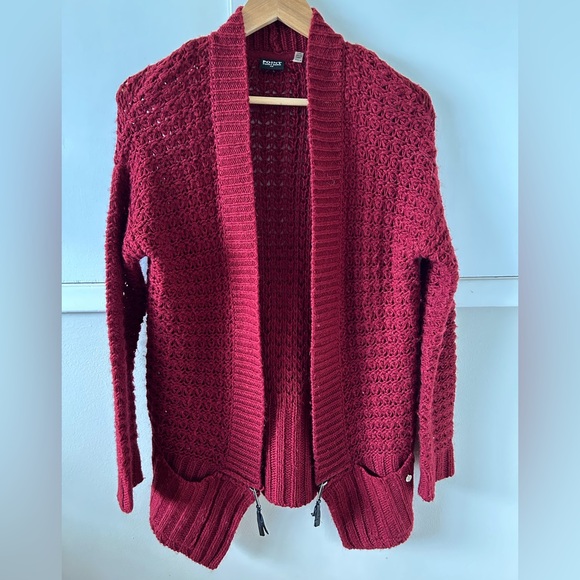Point Zero Deep Red Knit Cardigan - Picture 1 of 5